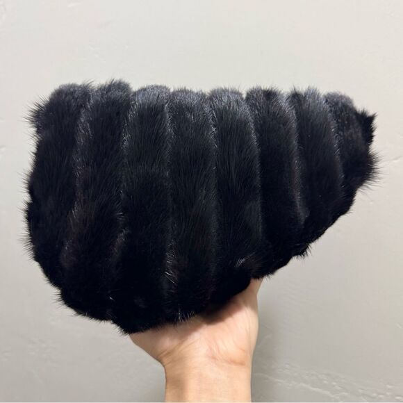 Asymmetric Real Mink Fur Handmade Saddle Bag/Shoulder Bag/Crossbody - Picture 12 of 15